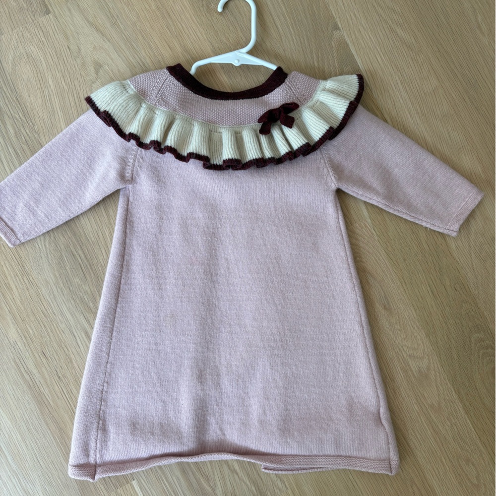 Pepa London Pink Ruffle Knit Shirt Dress
